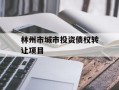 林州市城市投资债权转让项目