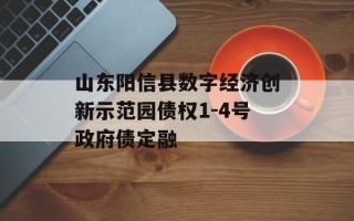 山东阳信县数字经济创新示范园债权1-4号政府债定融