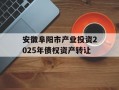 安徽阜阳市产业投资2025年债权资产转让