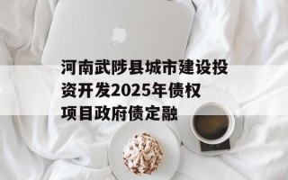 河南武陟县城市建设投资开发2025年债权项目政府债定融