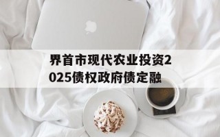 界首市现代农业投资2025债权政府债定融
