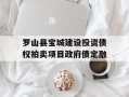 罗山县宝城建设投资债权拍卖项目政府债定融