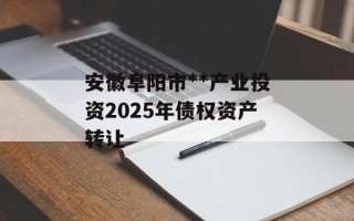 安徽阜阳市**产业投资2025年债权资产转让