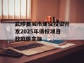 武陟县城市建设投资开发2025年债权项目政府债定融