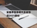 安徽界首市现代农业投资2025债权
